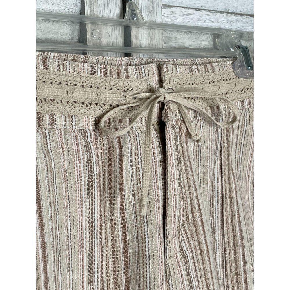 LEE Beige Pinstripe Linen Pants 10 Medium - Picture 4 of 6